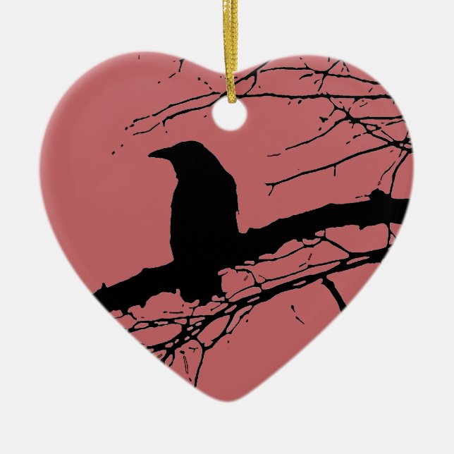 Raven Cracking Heart Julgransprydnad Keramik (Framsidan)