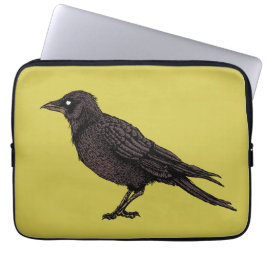 Raven Creepy Kråka Bright Gothic Bläck Art Laptop Fodral