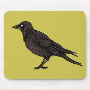 Raven Creepy Kråka Bright Gothic Bläck Art Musmatta
