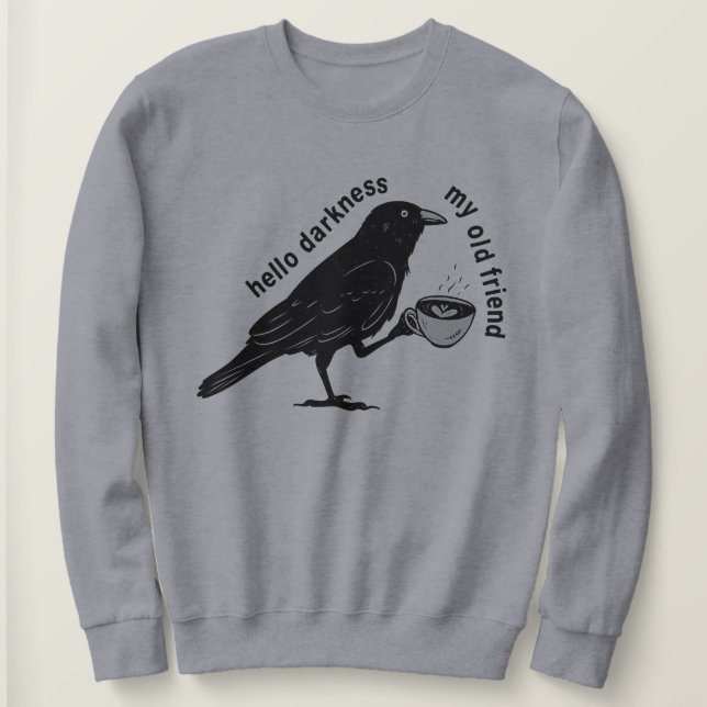 Raven Crow Coffee Höst | Nevermore Poe Gotisk Poet T Shirt (Design framsida)