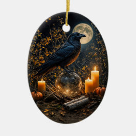 Raven Crystal Ljusstakar Mystisk Magisk Samhain Julgransprydnad Keramik