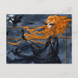 Raven Dance: Mörk Gothic Surreal Art Vykort