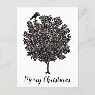 Raven Decorates Julgran God jul Helg Vykort