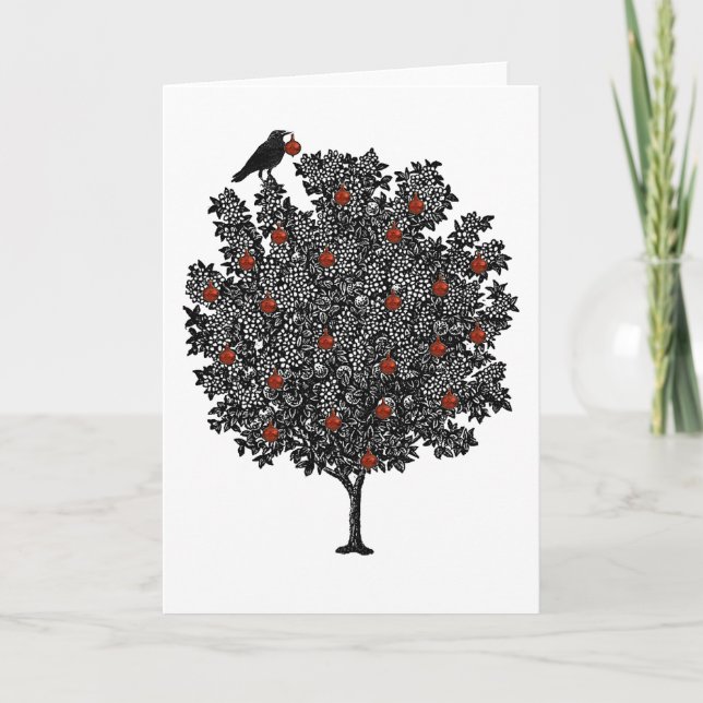 Raven dekorerar Julgran Helgkort (Framsida)