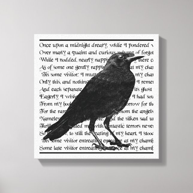 Raven Dikt Edgar Allan Poe Canvastryck (Framsida)