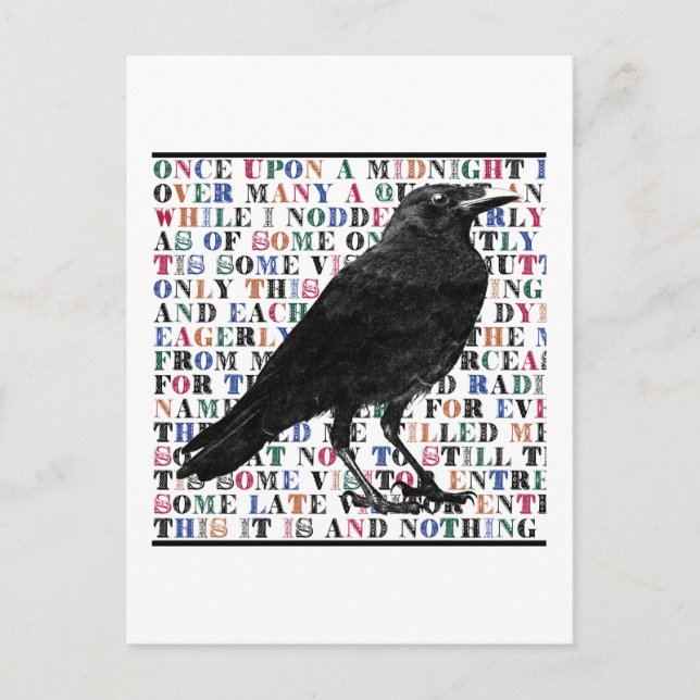 Raven Dikt Edgar Allan Poe Vykort (Framsida)