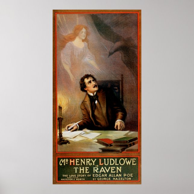 "Raven" Edgar Allan Poe ~ Henry Ludlowe 1908 Poster (Framsidan)