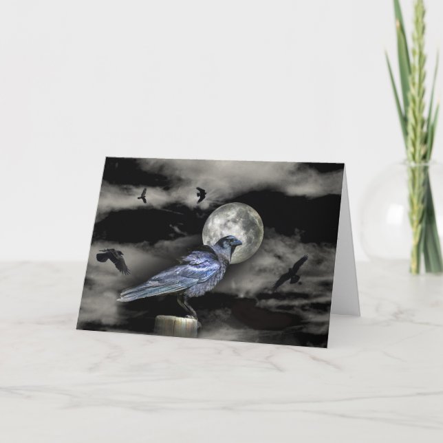Raven Edgar Allen Poe Halloween Card Kort (Framsida)