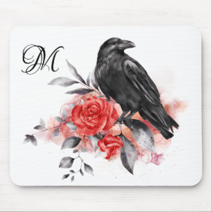 Raven Elegant Monogram Gothic Ro Watercolor Art Musmatta