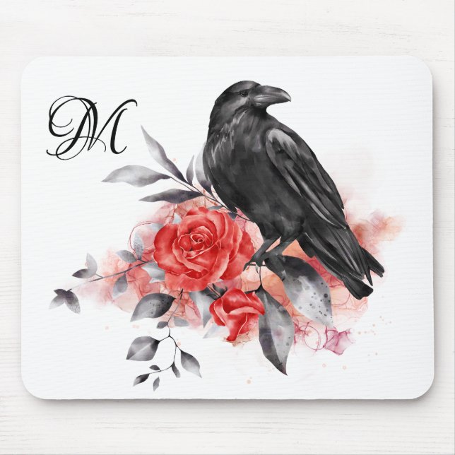 Raven Elegant Monogram Gothic Ro Watercolor Art Musmatta (Framsidan)