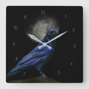 Raven eller Kråka Magic Gothic Clock Fyrkantig Klocka