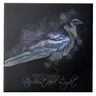 Raven eller Kråka Stardust Magic Witchcraft Art Ti Kakelplatta