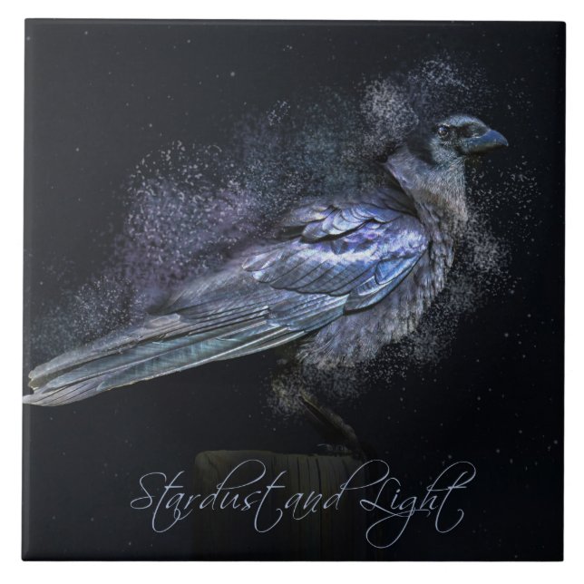 Raven eller Kråka Stardust Magic Witchcraft Art Ti Kakelplatta (Framsidan)