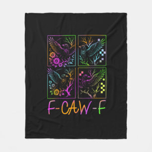 Raven F-Caw-F Färgglad Neon Goth Fågel Rolig Fleecefilt