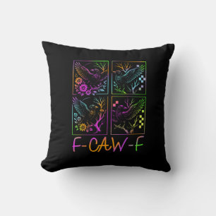 Raven F-Caw-F Färgglad Neon Goth Fågel Rolig Kudde