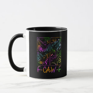 Raven F-Caw-F Färgglad Neon Goth Fågel Rolig Mugg