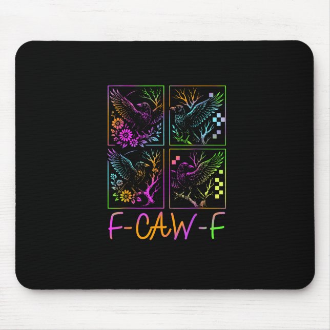 Raven F-Caw-F Färgglad Neon Goth Fågel Rolig  Musmatta (Framsidan)