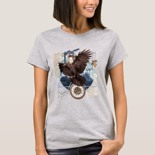 Raven Fågel Collage T-Shirt (Framsida)