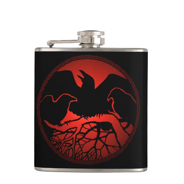 Raven Flask Anpassningsbar Raven/Kråka Art Drink-k Fickplunta (Framsidan)