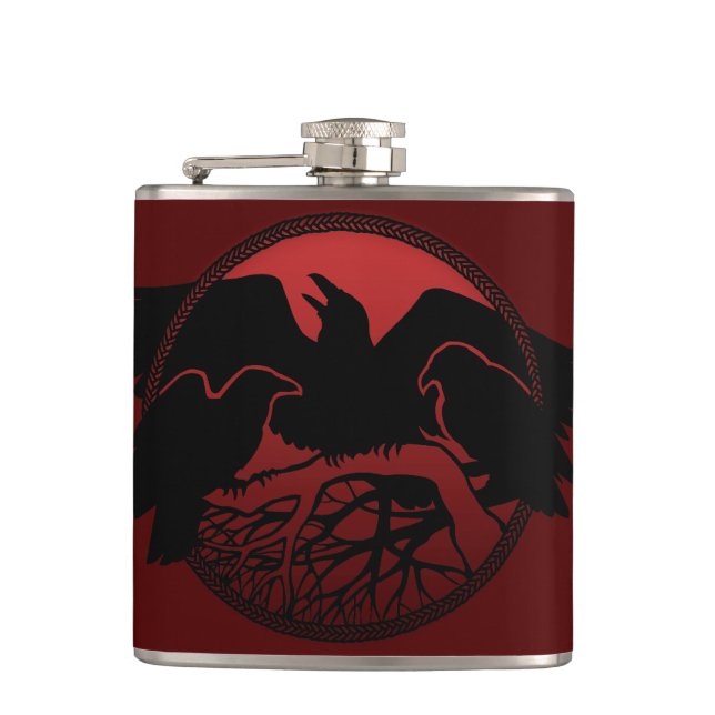Raven Flask Anpassningsbar Raven/Kråka Art Drink-k Fickplunta (Framsidan)