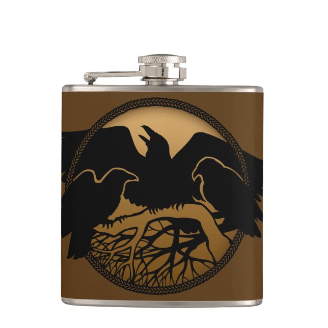 Raven Flask Anpassningsbar Raven/Kråka Art Drink-k Fickplunta (Framsidan)