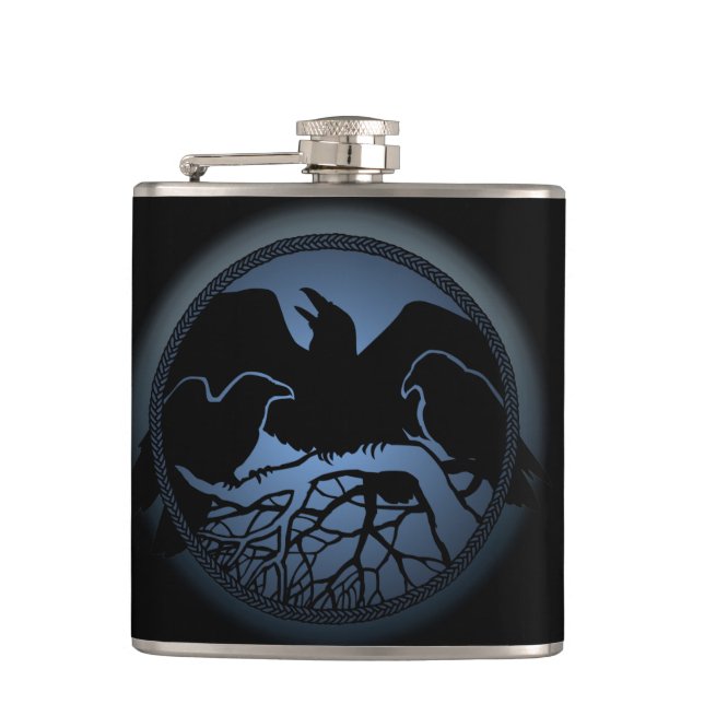 Raven Flask Anpassningsbar Raven/Kråka Art Drink-k Fickplunta (Framsidan)