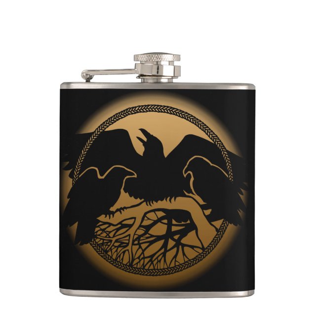 Raven Flask Anpassningsbar Raven/Kråka Art Drink-k Fickplunta (Framsidan)
