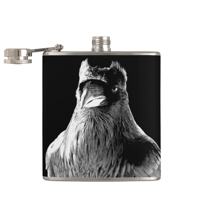 Raven Flask Anpassningsbar Spirit Animal Raven Dri Fickplunta (Öppnad)