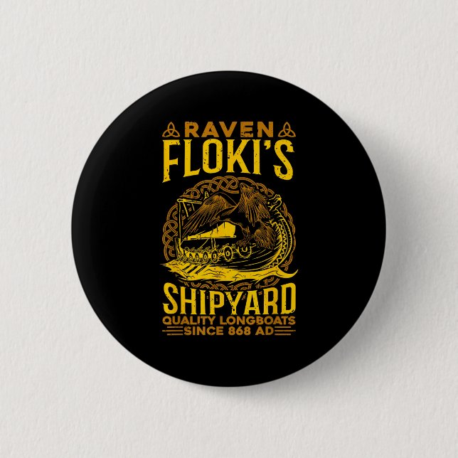 Raven Flokis Shipyard Nordic Mythology Viking Knapp (Framsida)
