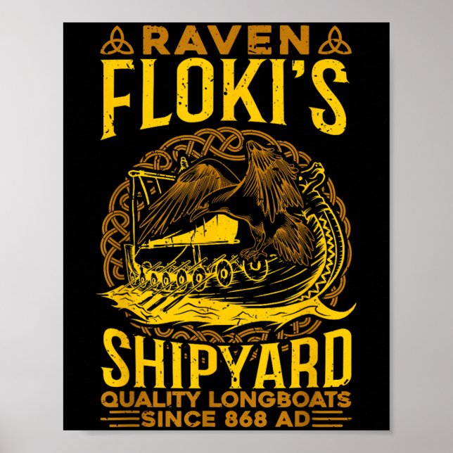 Raven Flokis Shipyard Nordic Mythology Viking Poster (Framsidan)