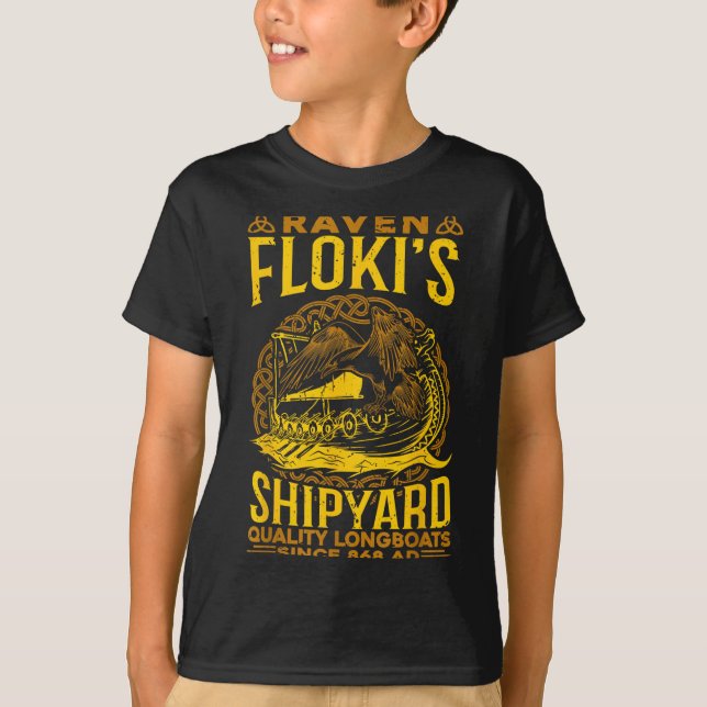 Raven Flokis Shipyard Nordic Mythology Viking T Shirt (Framsida)