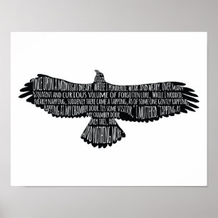 Raven från Edgar Allan Poe Typography Poster