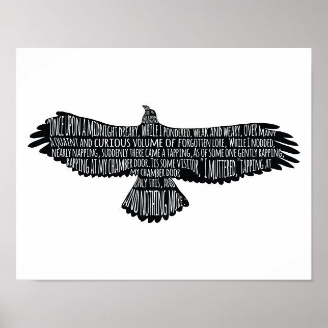 Raven från Edgar Allan Poe Typography Poster (Framsidan)