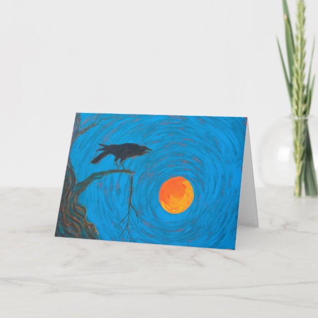 Raven & Full Moon Halloween Card Kort (Framsida)