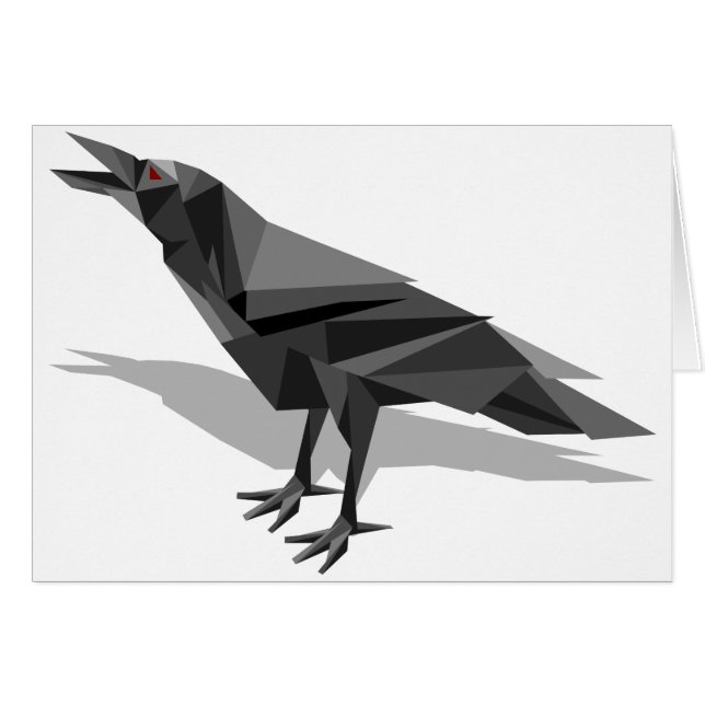 Raven Geometric Cubist Grått Triangles Hälsningskort (Framsidan Horizontal)