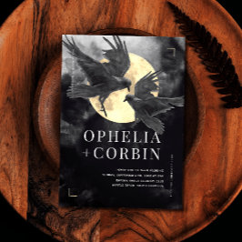 Raven & Golden Måne Gothic Bröllop Inbjudningar