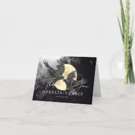 Raven & Golden Måne Gothic Bröllop Tack Kort