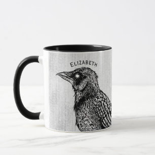 Raven Gothic Black White Horror Bläck ska inte kom Mugg