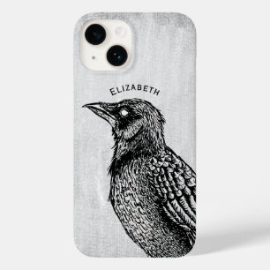 Raven Gothic Black White Horror Bläck Teckning Nam