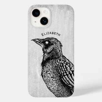Raven Gothic Black White Horror Bläck Teckning Nam