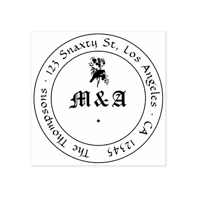 Raven Gothic Bröllop Monogram Stämpel (Tryck)