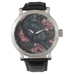 Raven gothys vintage blommor armbandsur