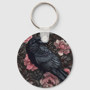 Raven gothys vintage blommor nyckelring