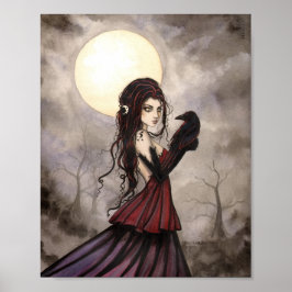 Raven gotisk fantasy kvinna Wicca konst Poster