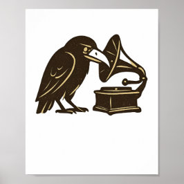Raven Gramophone Vintage Musikkonst Poster
