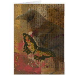 Raven Grunge Collage Hälsningskort