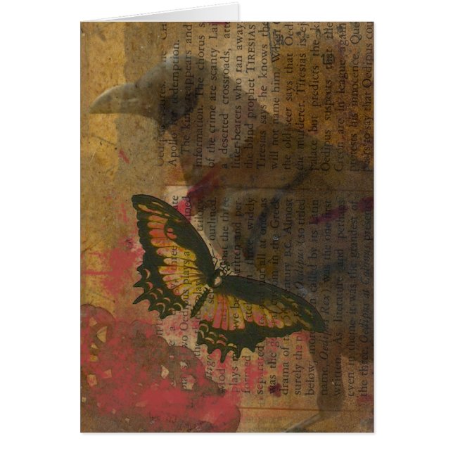 Raven Grunge Collage Hälsningskort (Framsidan)