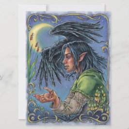 Raven Guide Art Card Fairytale Fantasy Måne