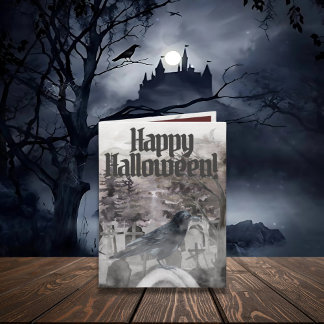 Raven Halloween Card Kort