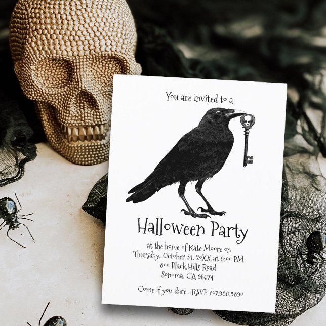 Raven Halloween fest Inbjudan Vykort (Skapare uppladdad)